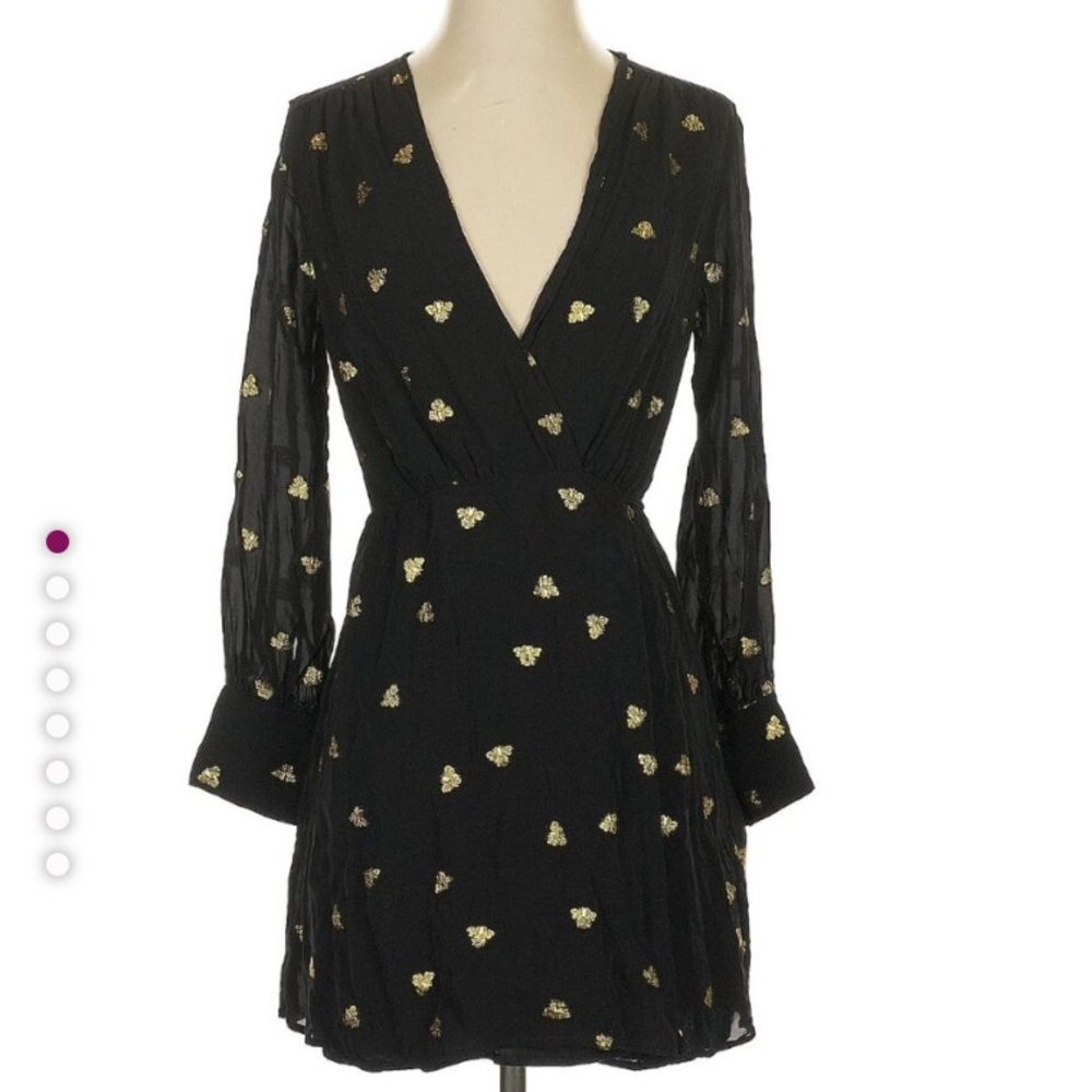 & Other Stories Black and Gold Long Sleeve Mini Dress